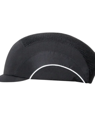 5x JSP HardCap A1+™ Anstoßkappe in Schwarz mit 2,5 cm Mikroschirm, Belüftung, reflektierender Paspel und waschbarem Kappenbezug