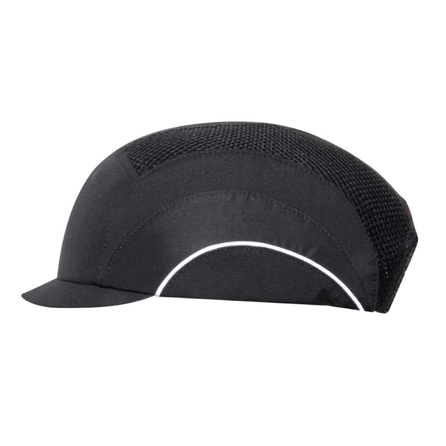 5x JSP HardCap A1+™ Anstoßkappe in Schwarz mit 2,5 cm Mikroschirm, Belüftung, reflektierender Paspel und waschbarem Kappenbezug