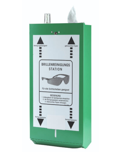 Brillenreinigungsstation leer- Modell 270 ist eine robuste Wandbox für die zentrale Reinigung von Schutz- und Arbeitsbrillen