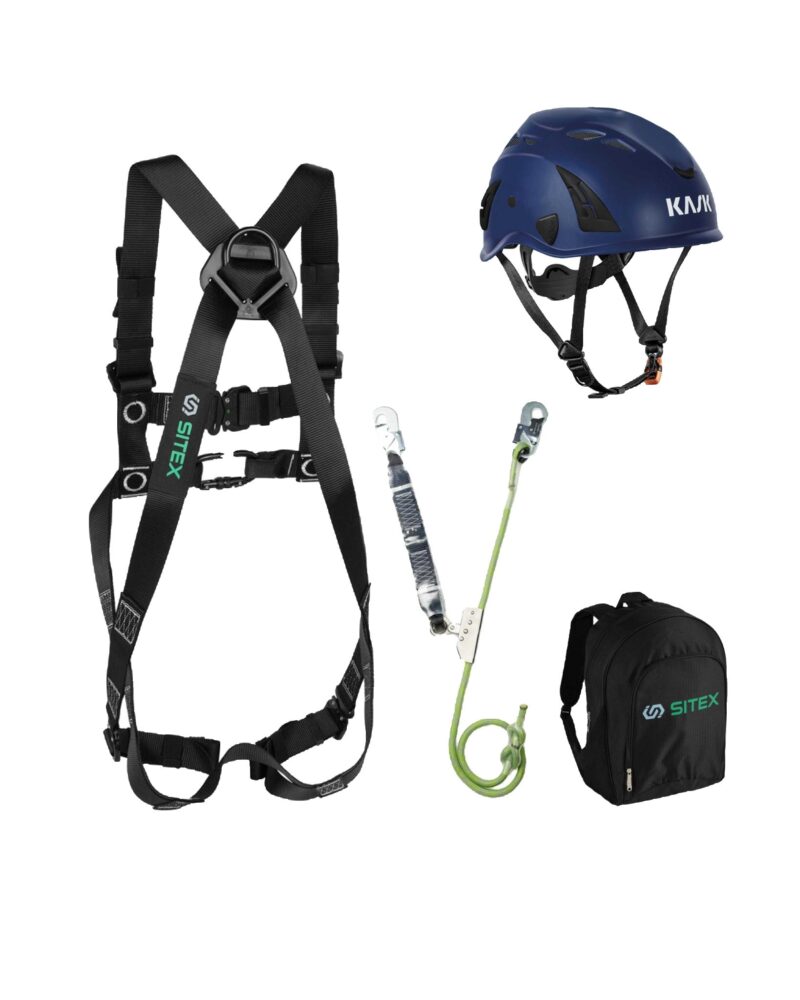 Sicherheitsset Flachdach Plus – Komplettset mit KASK SUPERPLASMA AQ CE Schutzhelm für professionelle Absturzsicherung | EN 361, EN 353-2, EN 355, EN 397, EN 12492